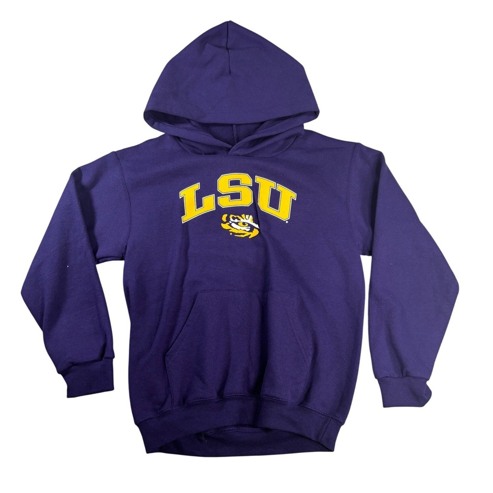 Champion LSU Tigers Youth Hoodie Purple Pullover Sweatshirt Size Medium 7-8 NWT